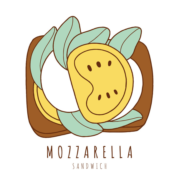 Sandwich mit Tomaten und Mozzarella - Vektor, Bild