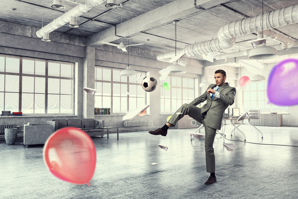 Playing football in office - Foto, Imagem
