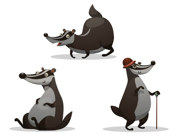 Set of fat badgers - Vector, Image