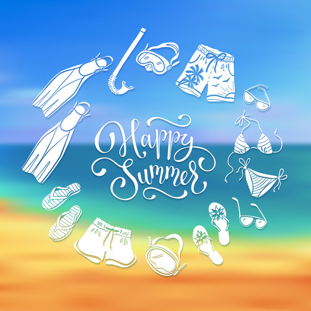 Beach accessories illustration. - Vector, afbeelding
