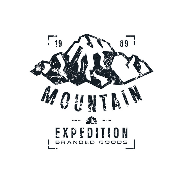 Етикетка гірської експедиції з шорсткою текстурою
  - Вектор, зображення
