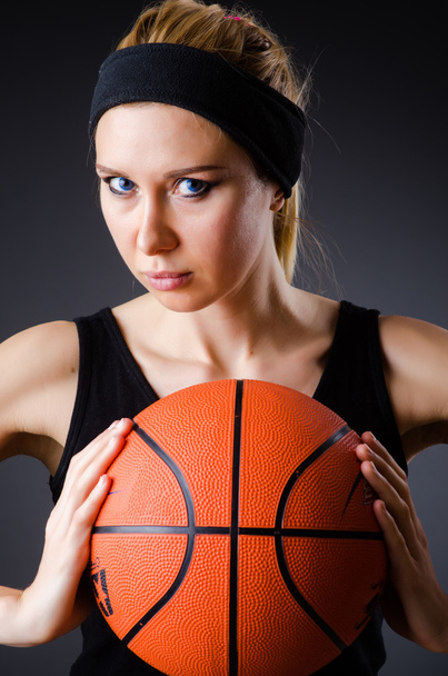 Woman with basketball in sport concept - Фото, зображення