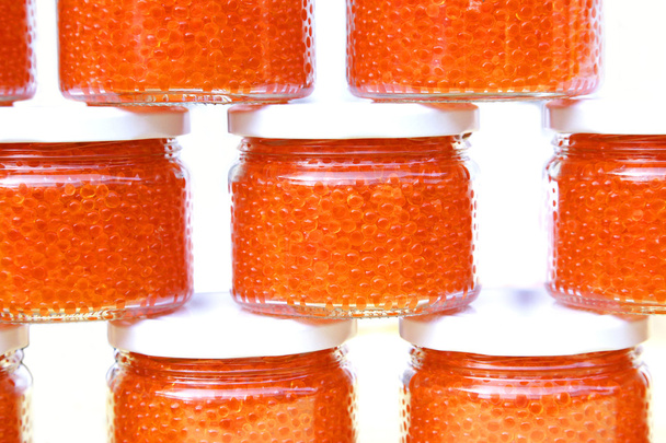 red caviar in glass jars isolated - Photo, Image