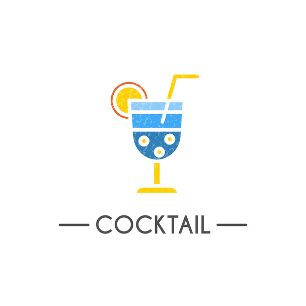 Platte stijl logo sjabloon met cocktail emblemen - Vector, afbeelding