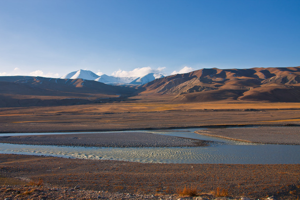 Floodplain of the river and pastures in the Tien Shan - Photo, image