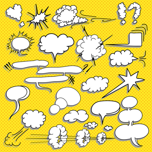 Comic  text clouds in pop art style, set, hand drawn, vector ill - Vector, Image