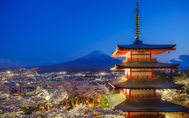 Mt. Fuji with Chureito Pagoda, Fujiyoshida, Japan  - Photo, Image