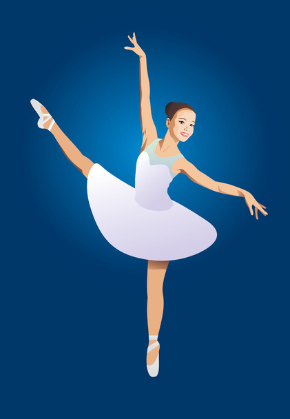 kleur vector afbeelding van een ballerina op een blauwe achtergrond - Vector, afbeelding
