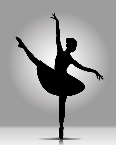 monochrome vector image. black silhouette of a ballerina on a gr - Vector, Image