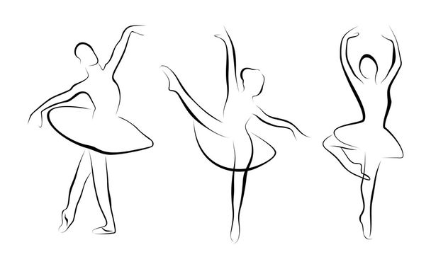 Eenvoudige vector afbeelding van een ballerina in verschillende poses - Vector, afbeelding