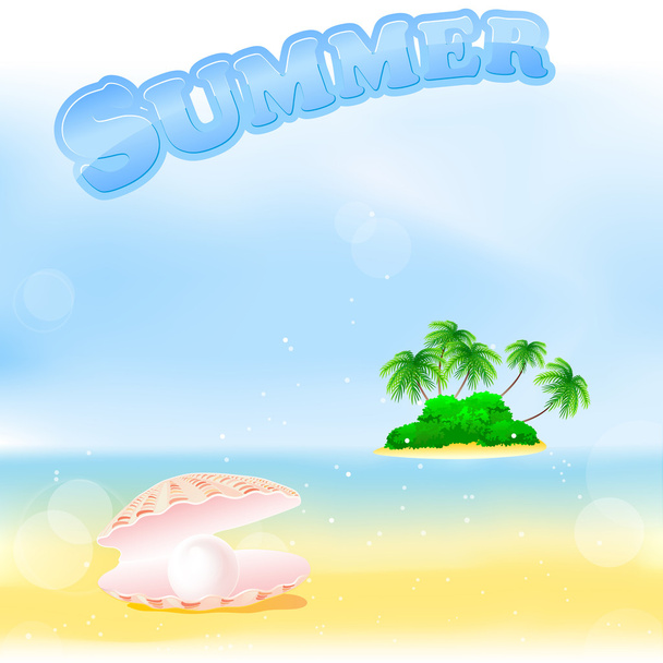 Summer palm beach - Vektor, kép