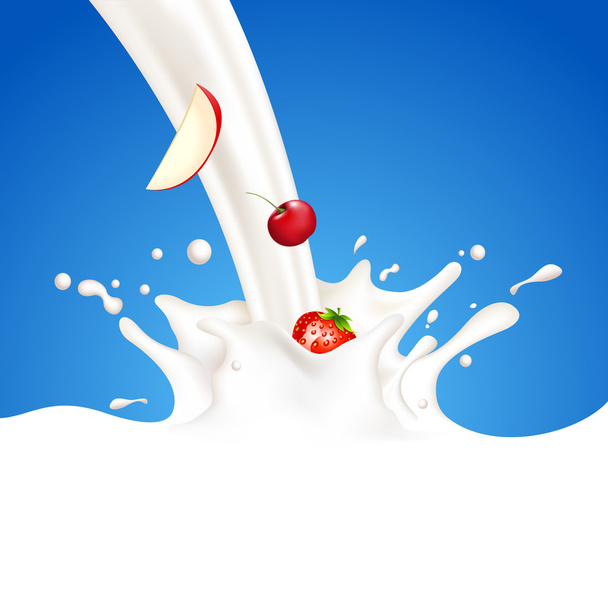 Fruit and Milk - Vector, Image