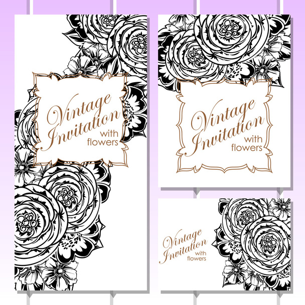 delicate invitation with flowers - Vector, Image