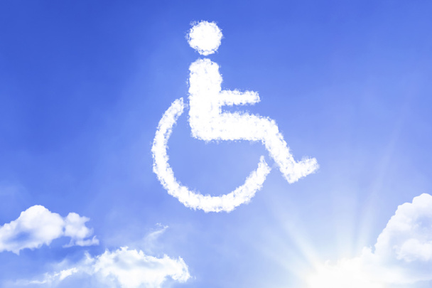 Tekerlekli sandalye sembol bir bulut yazılı - Fotoğraf, Görsel