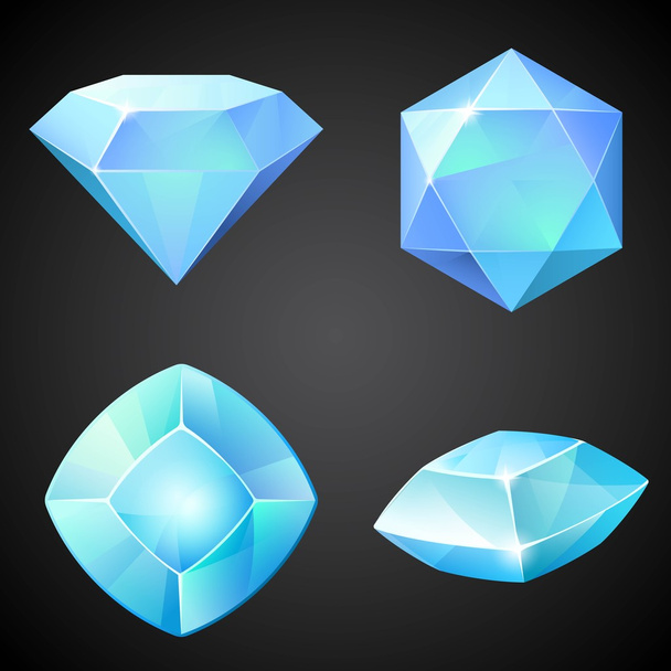 Conjunto de pedras preciosas azul-claro. Ativo de cristal 2d para coleção de jogos
 - Vetor, Imagem