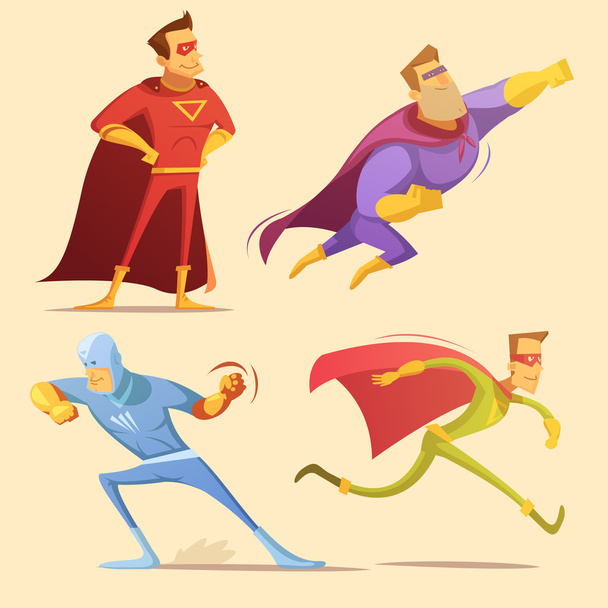 Superhero Cartoon Set - Vector, Image