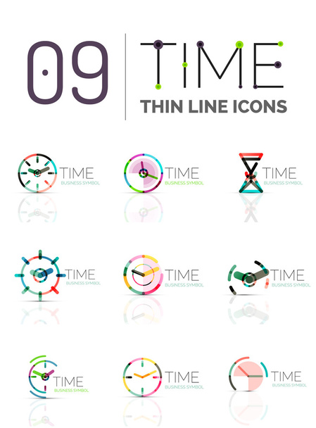 Reloj geométrico y conjunto de iconos de tiempo
 - Vector, Imagen