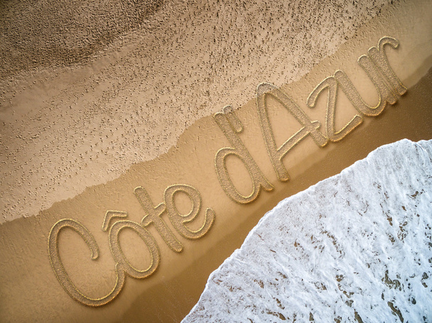 Cote dAzur written on the beach - Photo, Image