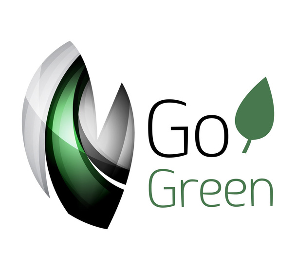 Abstraktní eco leag logo designu vyrobené z barevných kousků - různé geometrické tvary - Vektor, obrázek