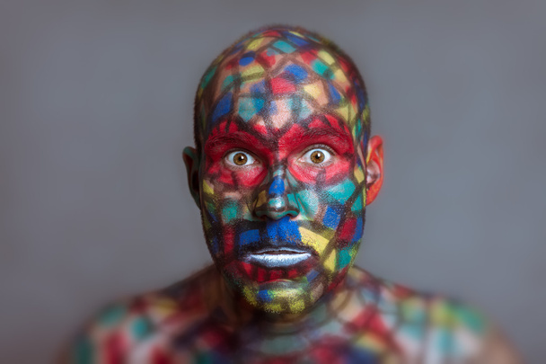 Shocked Superhero colorful face - Foto, Imagen