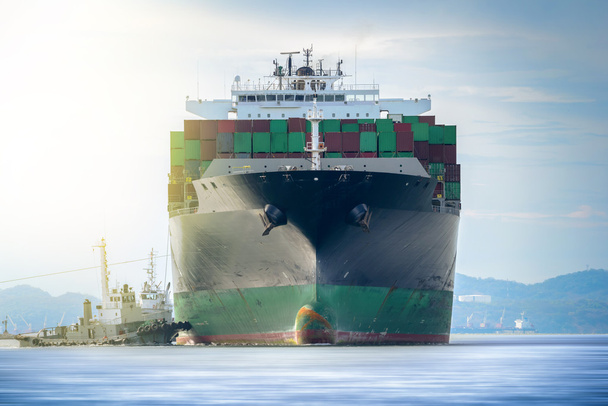Kontejnerová doprava, nákladní kontejnerové lodi, logistické Import/Export pozadí, nákladní loď kontejner. - Fotografie, Obrázek
