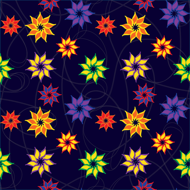 A complex vector seamless floral pattern.  - Vektor, kép