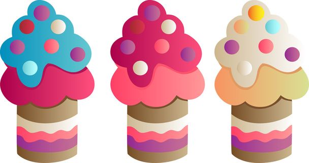 A set of of appetizing cupcakes - Vector, Image