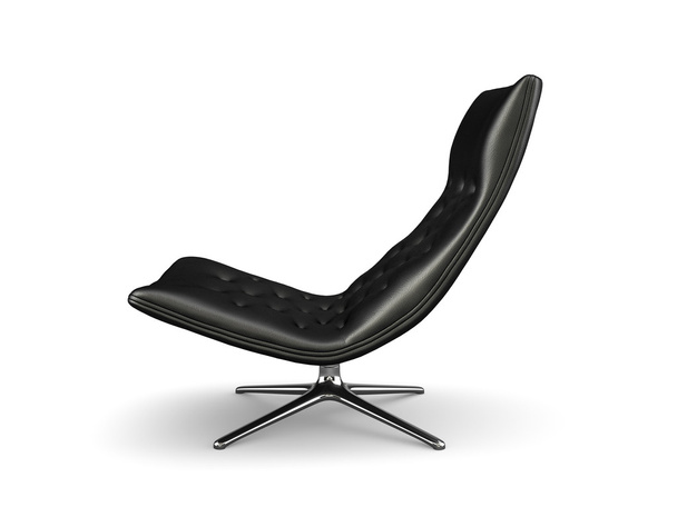 Black lather armchair isolated on white background 3D rendering  - Foto, imagen