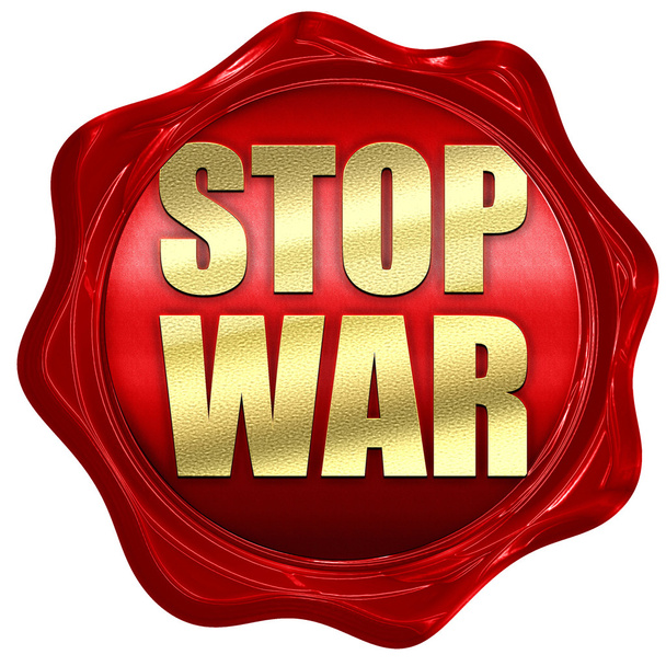 stop war, 3D rendering, a red wax seal - Foto, Imagem