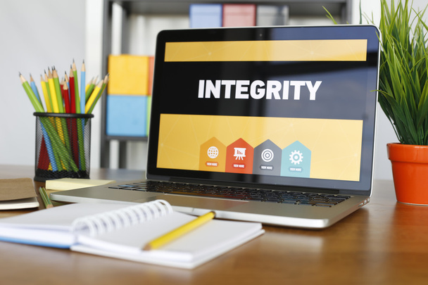 Integrity  text on laptop - Foto, Imagem