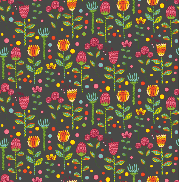 Vector Ornate seamless pattern with the stylized flowers - Vector, imagen