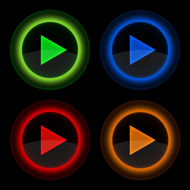 Play glossy round web vector buttons - ベクター画像