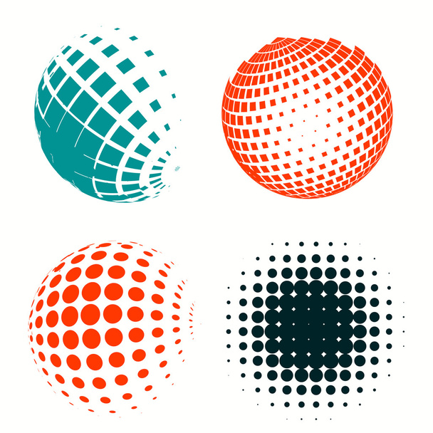 Set of colorful logos halftone Circles Logo, vector illustration - Vector, afbeelding