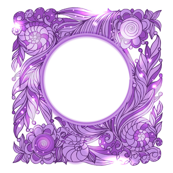 Circle frame of purple geranium flowers - ベクター画像