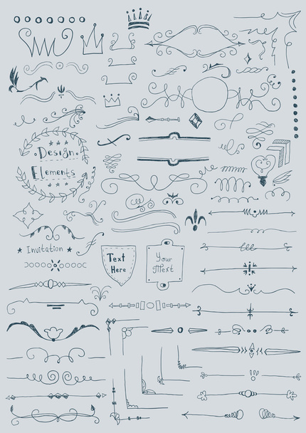 Hand drawn set of design elements - Wektor, obraz