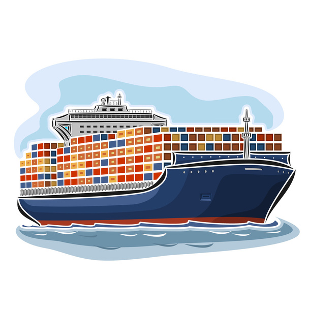 Vector illustration of logo for container ship - Vector, Image