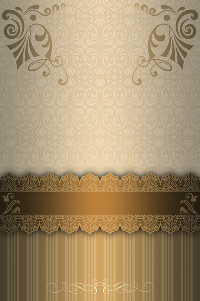 Decorative background with gold border and vintage patterns. - Foto, afbeelding