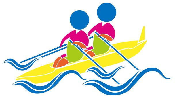 Sport icon design for kayaking - Vector, Image