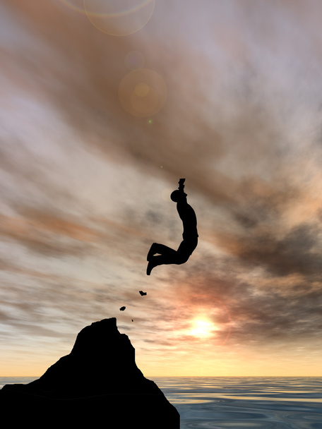 young businessman silhouette jumping  - Photo, Image