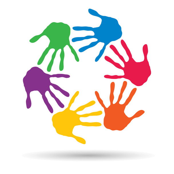  kleurrijk geschilderde menselijke handen  - Foto, afbeelding