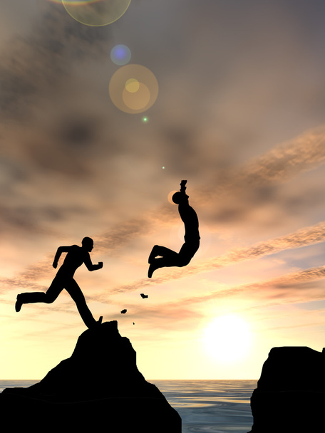  hombres de negocios siluetas saltando
  - Foto, imagen