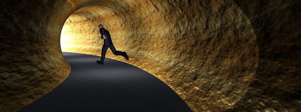 businessman in dark road tunnel - Photo, Image