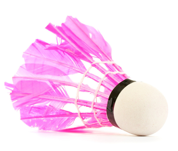 Pink feather shuttlecock isolated on white - Foto, immagini
