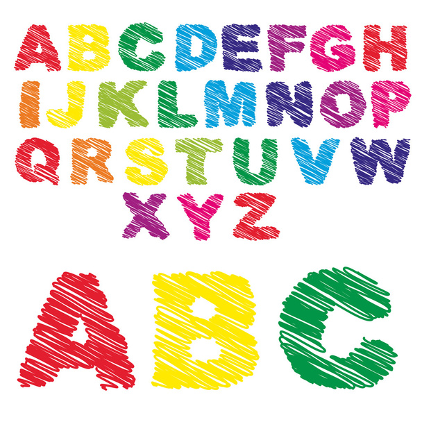 kleurrijke lettertypeset - Vector, afbeelding