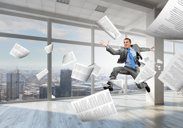 Dancing businessman in office - Фото, изображение