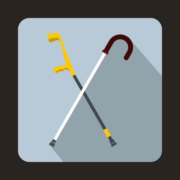 Walking cane icon, flat style - Vektor, Bild
