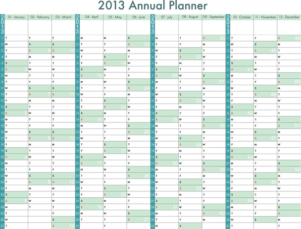2013 calendar. Annual Planner. - Vector, Image