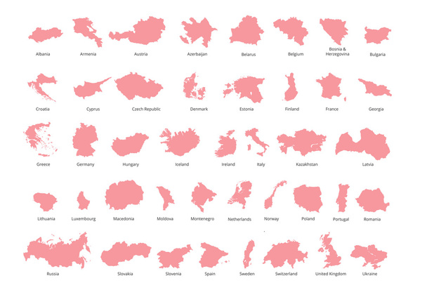 Värikäs Euroopan maissa poliittinen kartta, jossa on selvästi merkitty, erotettu kerroksia. Vektoriesimerkki
. - Vektori, kuva