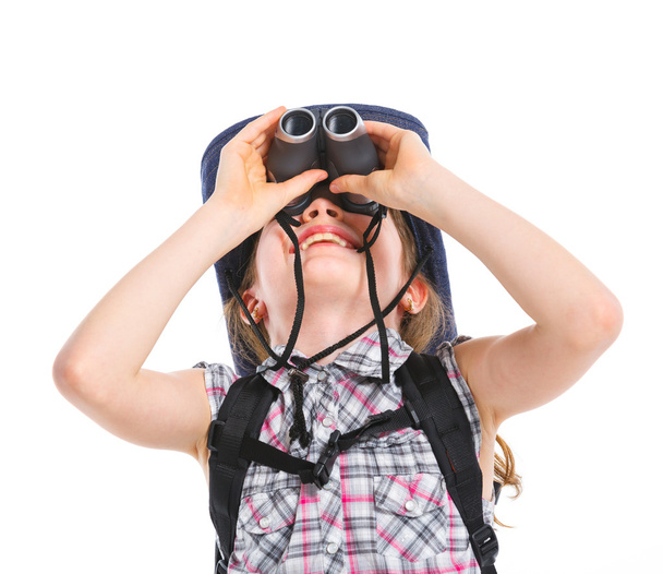 Teen girl with binocular - Foto, imagen
