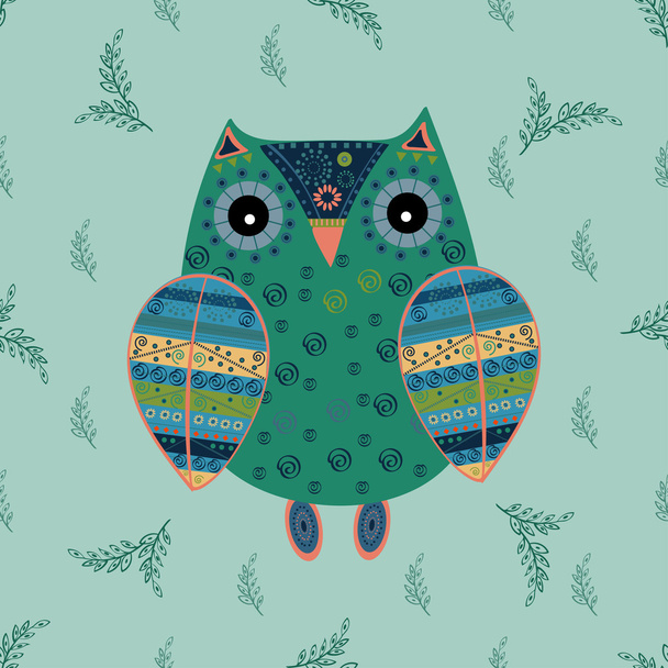 Cute owl with ethnic ornament - Vector, Image